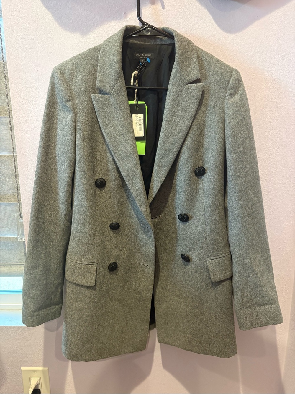 rag & bone Gray Double-Breasted Blazer Jacket